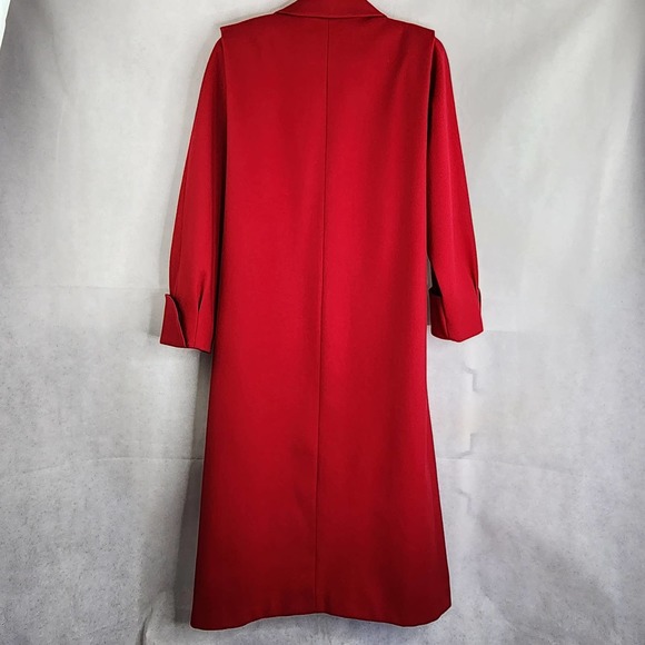Vintage Outbrook Red Wool Coat Jacket Long Double Breasted Size 12 - Picture 11 of 13